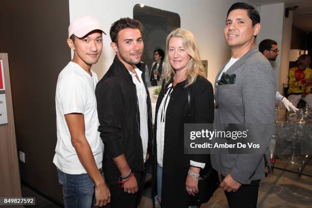 Jonathan Chang, Jeremy Siegel, Marie Corbin and Harold Quiste attend Calligaris NYC Chelsea Grand Opening at Calligaris on September 19, 2017 in New...