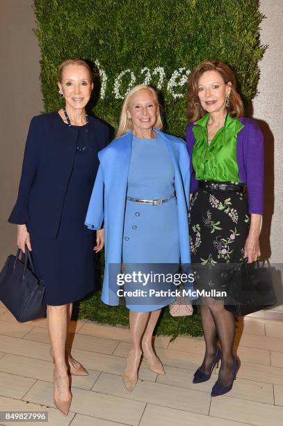 Stephanie Krieger, Karen LeFrak and Margo Langenberg attend Audrey Gruss & Marc Metrick Host hope Fragrance Luncheon at Cafe SFA - Saks Fifth Avenue...