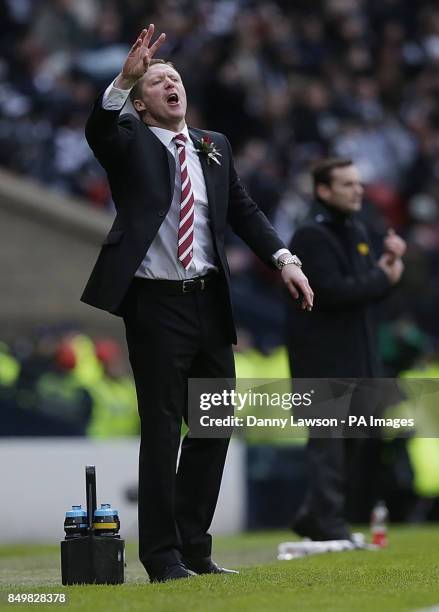 Heart's manager Gary Locke during the Scottish Communities League Cup Final at Hampden Park, Glasgow.