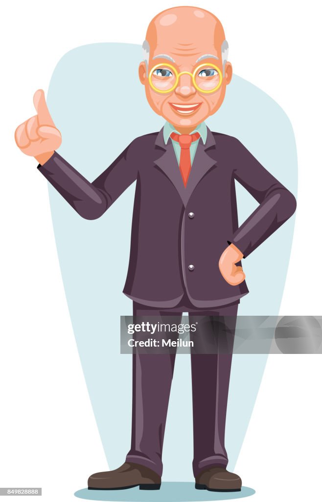 Old Wise Man Elderly Asian Businessman Chinese Japanese Vietnamese Male  Employee Boss Hand Forefinger Up Cartoon Character Design Vector  Illustration High-Res Vector Graphic - Getty Images