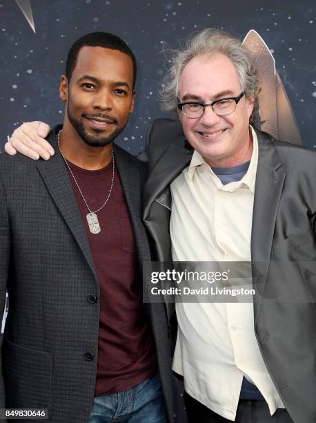 Actors Anthony Montgomery and John Billingsley attend the premiere of CBS's "Star Trek: Discovery" at The Cinerama Dome on September 19, 2017 in Los...