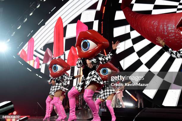 Katy Perry performs onstage during her "Witness: The Tour" tour opener at Bell Centre on September 19, 2017 in Montreal, Canada.
