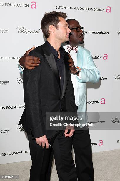 Randy Jackson and Ryan Seacrest arrive to the 17th Annual Elton John Aids Foundation Party to celebrate the Academy Awards at the Pacific Design...