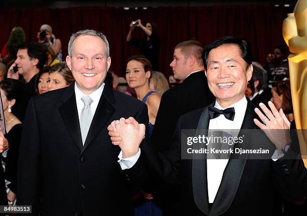 Actor George Takei and husband Brad Altman arrive at the 81st Annual Academy Awards held at Kodak Theatre on February 22, 2009 in Los Angeles,...