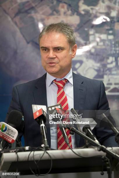 Dean Kimpton, Chief Operating Officer, Auckland Airport speaks about the response to the shortage of fuel on September 20, 2017 in Auckland, New...