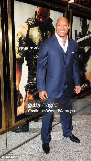 Dwayne 'The Rock' Johnson arrives for the UK premiere of GI Joe: Retaliation at the Empire Cinema in London.