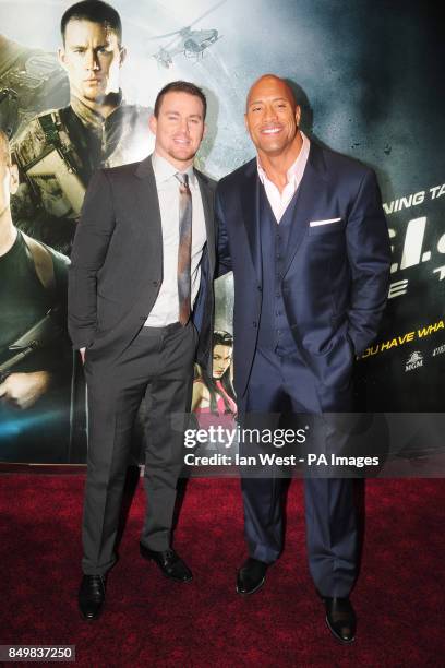 Channing Tatum and Dwayne Johnson arrive for the UK premiere of GI Joe: Retaliation at the Empire Cinema in London.