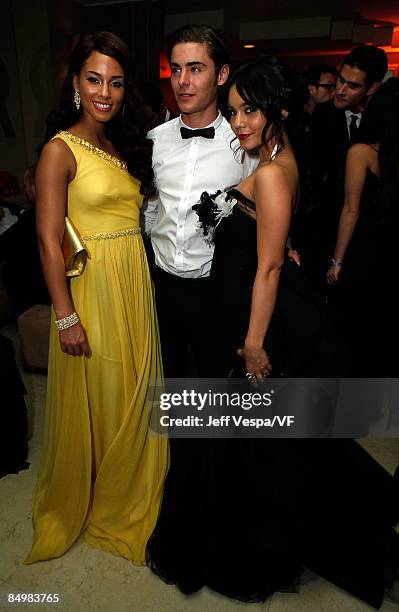 Musician Alicia Keys, actor Zac Efron and Vanessa Hudgens attend the 2009 Vanity Fair Oscar party hosted by Graydon Carter at the Sunset Tower Hotel...