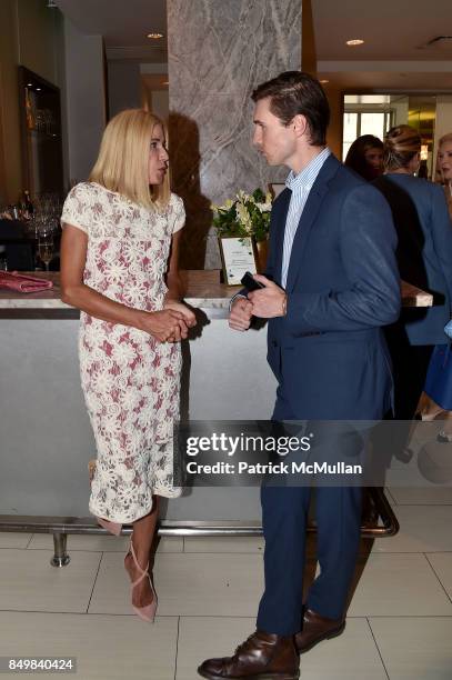 Candace Bushnell and Andrew Nodell attend Audrey Gruss & Marc Metrick Host hope Fragrance Luncheon at Cafe SFA - Saks Fifth Avenue on September 19,...