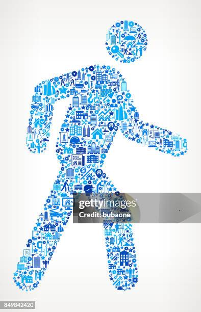 walking stick figure construction industry vector icon pattern - construction worker walking stock illustrations