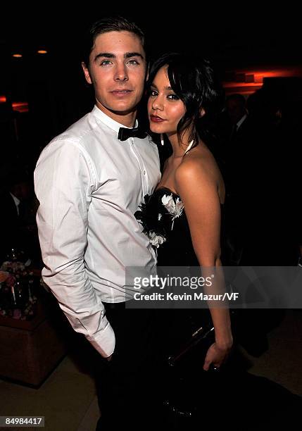 Actor Zac Efron and actress Vanessa Hudgens attends the 2009 Vanity Fair Oscar party hosted by Graydon Carter at the Sunset Tower Hotel on February...