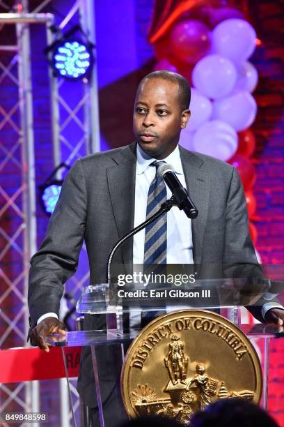 President of Howard University Dr. Wayne A.I. Frederick speaks onstage at the DC Mayor Muriel Bowser Launches DC Radio on September 19, 2017 in...