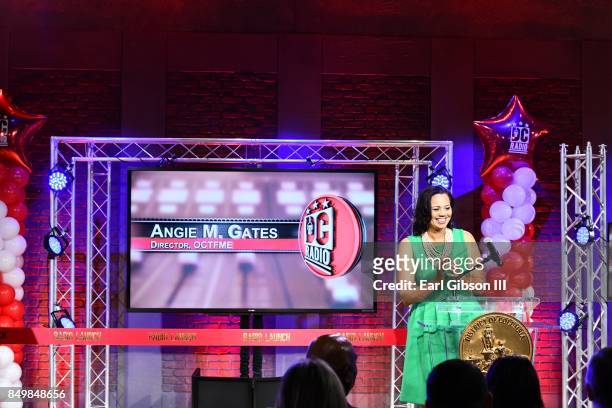 Director, OCTFME Angie M. Gates speaks onstage at the DC Mayor Muriel Bowser Launches DC Radio on September 19, 2017 in Washington, DC.