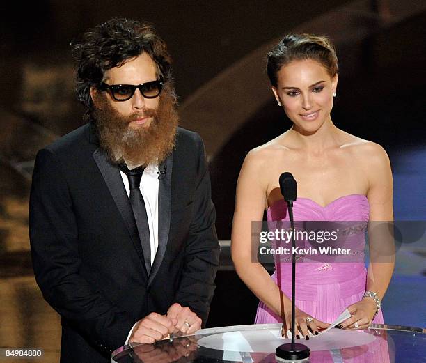 Actor Ben Stiller and Natalie Portman present an award on stageduring the 81st Annual Academy Awards held at Kodak Theatre on February 22, 2009 in...