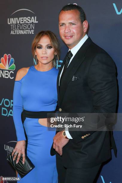 Jennifer Lopez and Alex Rodriguez attend NBC's "World Of Dance" Celebration at Delilah on September 19, 2017 in West Hollywood, California.