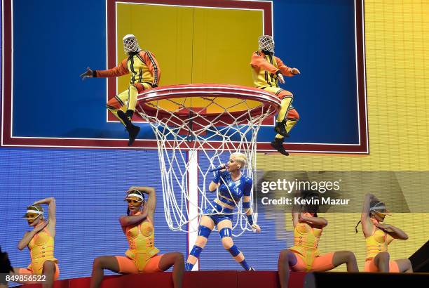 Katy Perry performs onstage during her "Witness: The Tour" tour opener at Bell Centre on September 19, 2017 in Montreal, Canada.