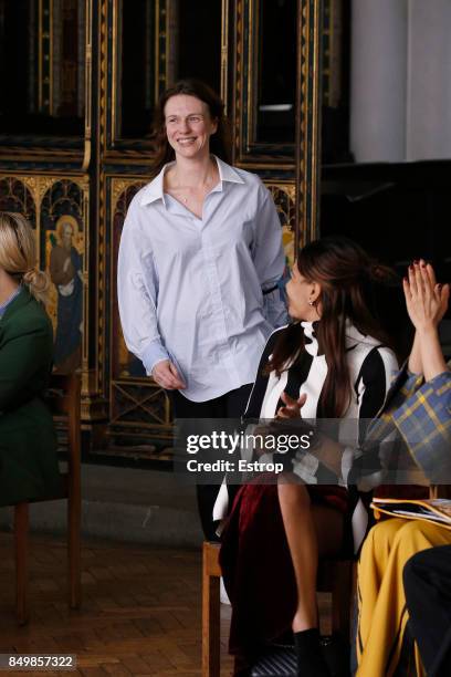 Designer Sharon Wauchob at the Sharon Wauchob show during London Fashion Week September 2017 on September 19, 2017 in London, England.