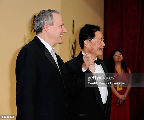 Actor George Takei and husband Brad Altman arrive at the 81st Annual Academy Awards held at Kodak Theatre on February 22, 2009 in Los Angeles,...