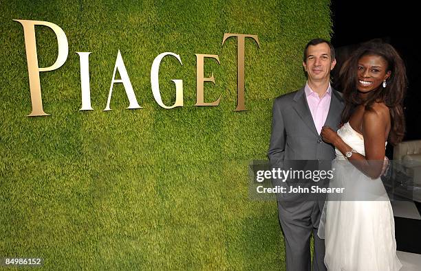 Actress Tarra Riggs and Piaget CEO Phillip Leopold-Metzger attend Film Independent's 2009 Independent Spirit Awards sponsored by Piaget held at the...