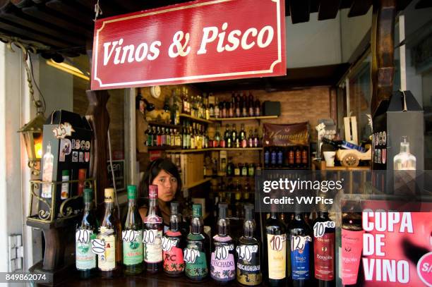 Shop of peruvian wines and piscos sale in Lima, Peru..