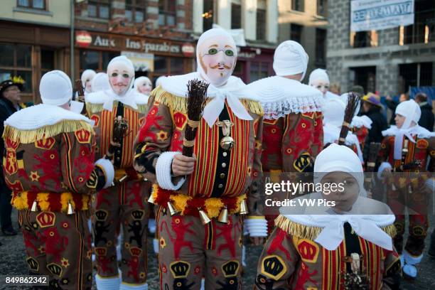 Belgium, carnaval of Binche. UNESCO World Heritage Parade Festival. Belgium, Walloon Municipality, province of Hainaut, village of Binche.