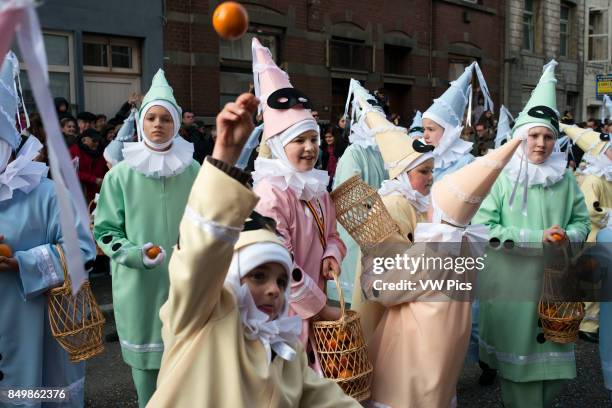 Belgium, carnaval of Binche. UNESCO World Heritage Parade Festival. Belgium, Walloon Municipality, province of Hainaut, village of Binche.