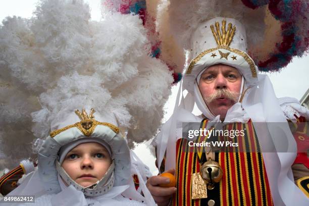 Belgium, carnaval of Binche. UNESCO World Heritage Parade Festival. Belgium, Walloon Municipality, province of Hainaut, village of Binche.