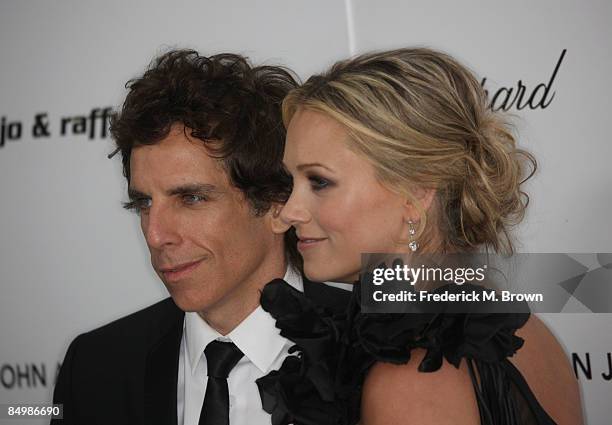 Actors Ben Stiller and Christine Taylor arrive at the 17th Annual Elton John AIDS Foundation's Academy Award Viewing Party held at the Pacific Design...