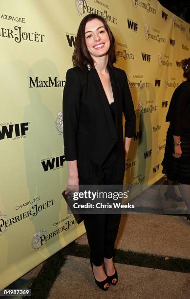 Actress Anne Hathaway arrives at the Women In Film Oscar Nominee Reception hosted by Perrier-Jouet held at a private residence on Februray 20, 2009...