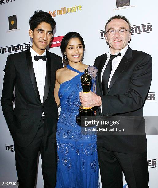 Dev Patel, Freida Pinto and Danny Boyle arrive at the official "Slumdog Millionaire" and "The Wrestler" post Oscar party at ONE Sunset on February...