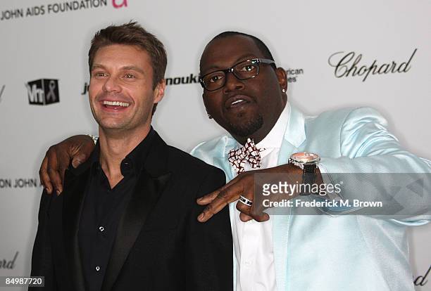 Personality Ryan Seacrest and music producer Randy Jackson arrives at the 17th Annual Elton John AIDS Foundation's Academy Award Viewing Party held...