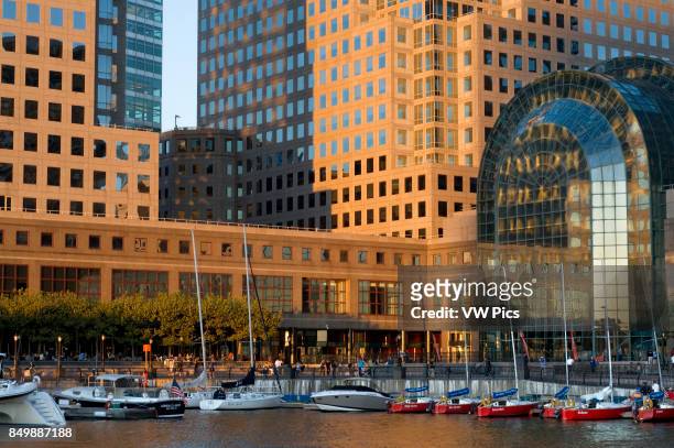 World Financial Center office buildings in the financial district of Manhattan. West of the city, among which was the World Trade Center and Batery...