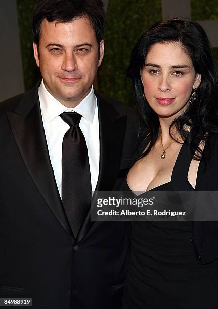 Host Jimmy Kimmel and comedian/actress Sarah Silverman arrives at the 2009 Vanity Fair Oscar Party hosted by Graydon Carter held at the Sunset Tower...