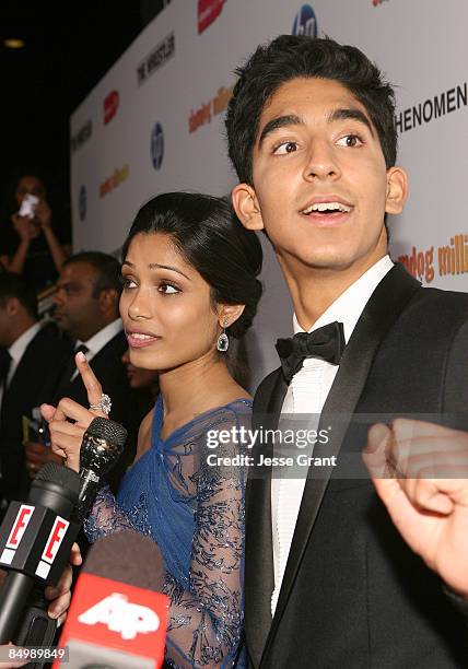 Actors Freida Pinto and Dev Patel attend the Official "Slumdog Millionaire" and "The Wrestler" Post Oscar Party at ONE Sunset on February 22, 2009 in...