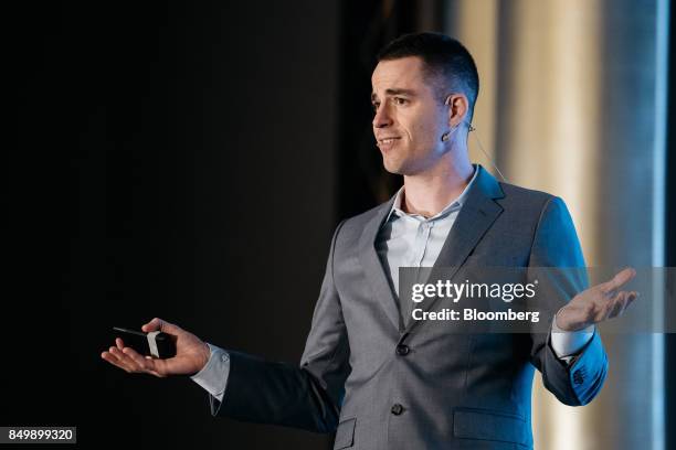 Roger Ver, chief executive officer of Bitcoin.com., speaks at the Shape the Future: Blockchain Global Summit in Hong Kong, China, on Wednesday, Sept....