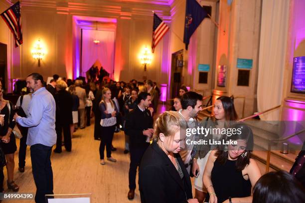 Guests entering HBO "Clinica De Migrantes" screening at The Franklin Institute Science Museum on September 19, 2017 in Philadelphia, Pennsylvania.