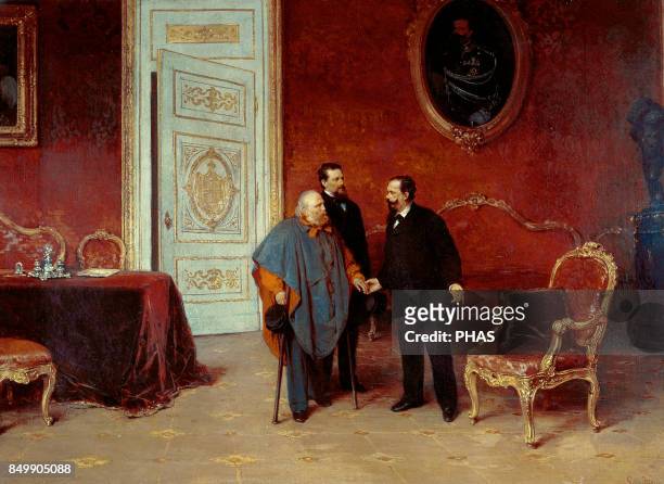 Visit of Giuseppe Garibaldi to Victor Manuel II , held in Rome on January 30, 1879. Painting by Domenico Induno, 1879. Museum of the Risorgimento,...