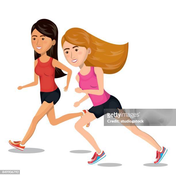 Girl Cartoon Running Jogging Icon Graphic High-Res Vector Graphic - Getty  Images