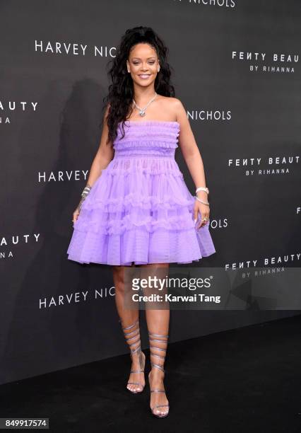 Rihanna attends the 'FENTY Beauty' by Rihanna launch Party at Harvey Nichols Knightsbridge on September 19, 2017 in London, England.