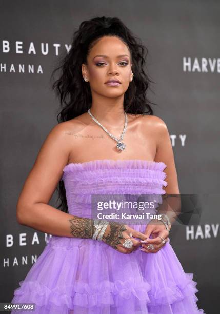 Rihanna attends the 'FENTY Beauty' by Rihanna launch Party at Harvey Nichols Knightsbridge on September 19, 2017 in London, England.