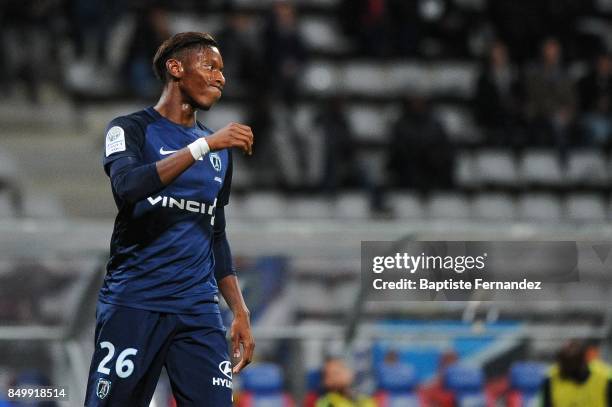 Dylan Saint Louis of Paris FC looks dejected after missing a goal during the French Ligue 2 mach between Paris FC and Orleans at Stade Charlety on...