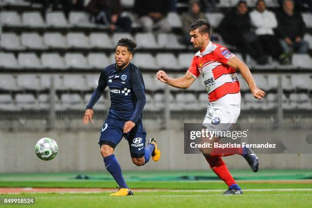 Saifeddine Alami Bazza of Paris Fc and Adrien Mehdi Monfray of Orleans during the French Ligue 2 mach between Paris FC and Orleans at Stade Charlety...