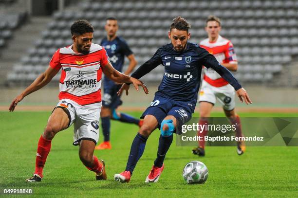 Denis Will Poha of Orleand and Julien Lopez of Paris FC during the French Ligue 2 mach between Paris FC and Orleans at Stade Charlety on September...