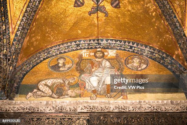 Mosaic inside Haghia Sophia Mosque, Istanbul, Turkey.