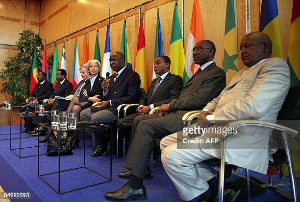 President of the ministers committee of the Central African Monetary Union , Lazare Essimi Menye talks during a press conference on February 23, 2009...