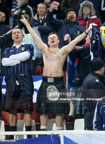 Scotland fans during the FIFA World Cup Qualifying, Group A match at Karaorde Stadium, Novi Sad, Serbia.