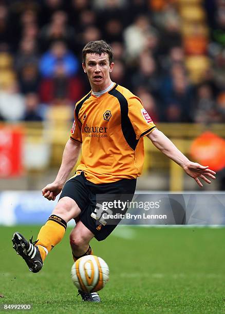 Kevin Foley of Wolverhampton Wanderers in action during the Coca Cola Championship match between Wolverhampton Wanderers and Cardiff City at the...