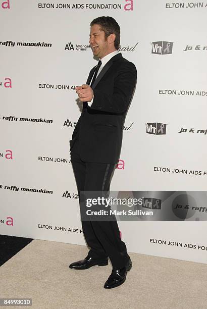 Actor Gerard Butler arrives at the 17th Annual Elton John AIDS Foundation's Academy Award Viewing Party held at the Pacific Design Center on February...