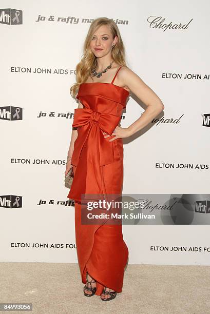 Actress Amanda Seyfried arrives at the 17th Annual Elton John AIDS Foundation's Academy Award Viewing Party held at the Pacific Design Center on...