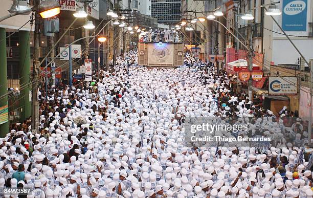 Members of the group Filhos de Gandhy reunited in the historic center of Salvador, Pelourinho, on February 22, 2009 in Salvador, Brazil. Filhos de...